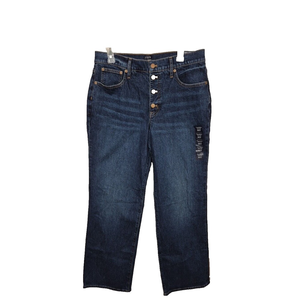 J Crew Wide Leg Jeans Womens 32x31 (T30) Blue Full Length Stretch Buttonfly NEW